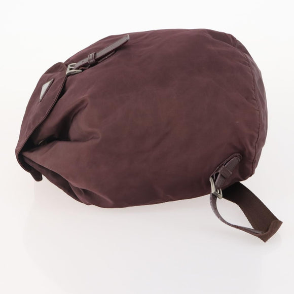 PRADA Backpack Nylon Brown Silver Auth bs34114