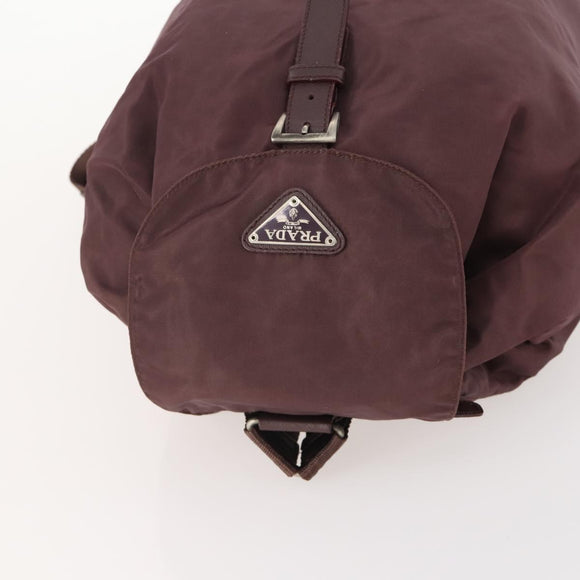 PRADA Backpack Nylon Brown Silver Auth bs34114