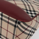 BURBERRY Nova Check Blue Label Shoulder Bag Canvas Beige Silver Auth bs34116-14