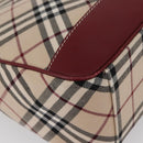 BURBERRY Nova Check Blue Label Shoulder Bag Canvas Beige Silver Auth bs34116-15