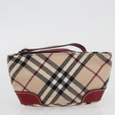 BURBERRY Nova Check Blue Label Shoulder Bag Canvas Beige Silver Auth bs34116-22