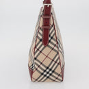 BURBERRY Nova Check Blue Label Shoulder Bag Canvas Beige Silver Auth bs34116-3