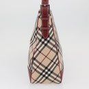 BURBERRY Nova Check Blue Label Shoulder Bag Canvas Beige Silver Auth bs34116-4