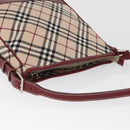 BURBERRY Nova Check Blue Label Shoulder Bag Canvas Beige Silver Auth bs34116-6