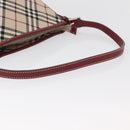 BURBERRY Nova Check Blue Label Shoulder Bag Canvas Beige Silver Auth bs34116-7