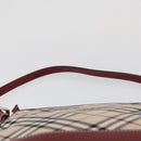 BURBERRY Nova Check Blue Label Shoulder Bag Canvas Beige Silver Auth bs34116-8