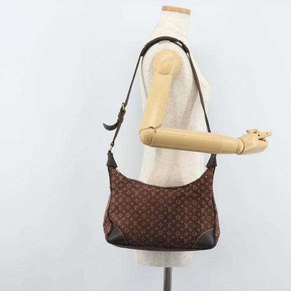 LOUIS VUITTON Monogram Mini Lin Boulogne Shoulder Bag Ebene M95225 Auth bs34122