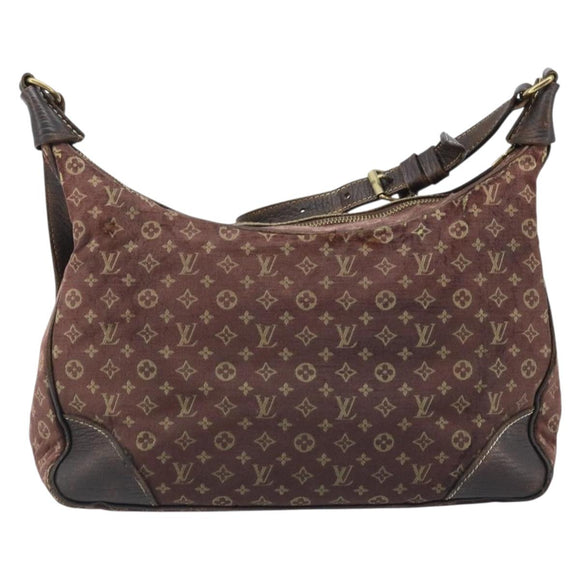 LOUIS VUITTON Monogram Mini Lin Boulogne Shoulder Bag Ebene M95225 Auth bs34122