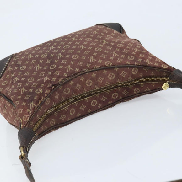 LOUIS VUITTON Monogram Mini Lin Boulogne Shoulder Bag Ebene M95225 Auth bs34122