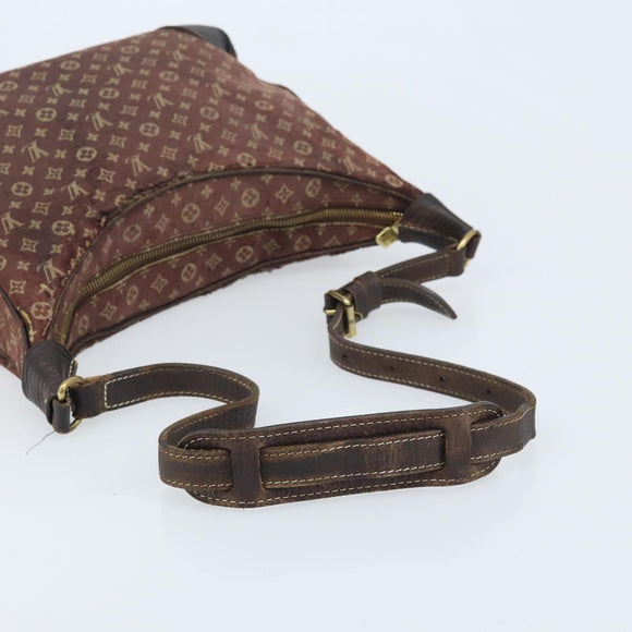 LOUIS VUITTON Monogram Mini Lin Boulogne Shoulder Bag Ebene M95225 Auth bs34122