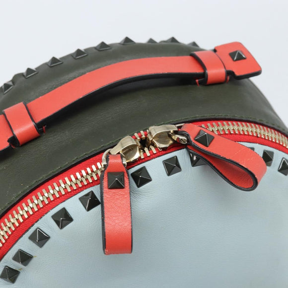 VALENTINO Rugzak Leer Lichtblauw Goud Auth bs34124