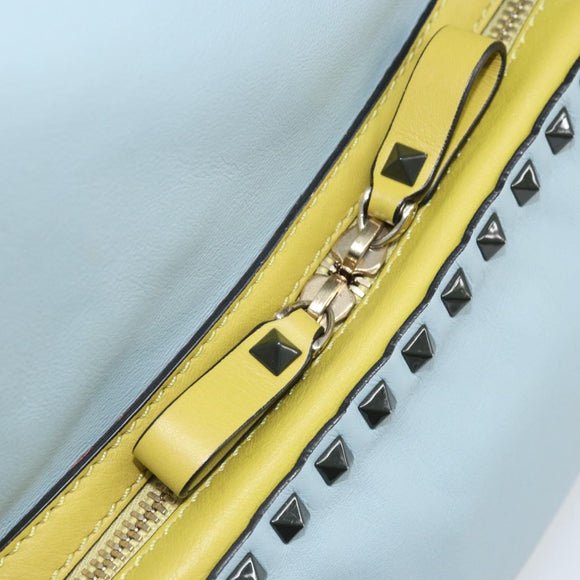 VALENTINO Rugzak Leer Lichtblauw Goud Auth bs34124