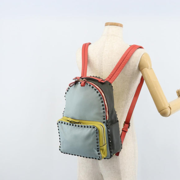 VALENTINO Rugzak Leer Lichtblauw Goud Auth bs34124