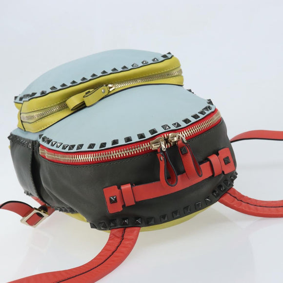 VALENTINO Rugzak Leer Lichtblauw Goud Auth bs34124