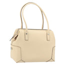 Salvatore Ferragamo Hand Bag Leather Beige Silver Auth bs34125-1