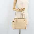 Salvatore Ferragamo Hand Bag Leather Beige Silver Auth bs34125-23