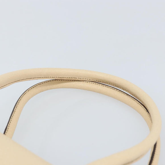 Salvatore Ferragamo Hand Bag Leather Beige Silver Auth bs34125