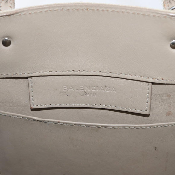 BALENCIAGA Paper A 6 Zip Around Bag Canvas 2way Beige Silver 370926 Auth bs34126