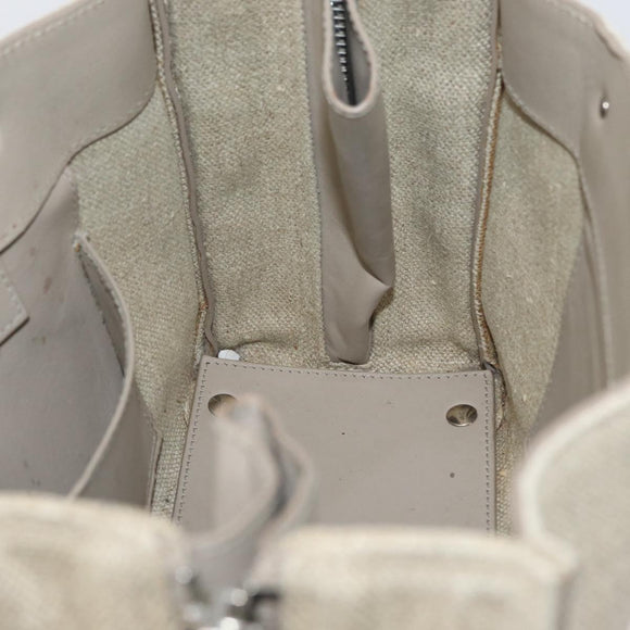 BALENCIAGA Paper A 6 Zip Around Bag Canvas 2way Beige Silver 370926 Auth bs34126