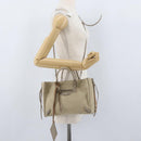 BALENCIAGA Paper A 6 Zip Around Bag Canvas 2way Beige Silver 370926 Auth bs34126-25