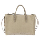 BALENCIAGA Paper A 6 Zip Around Bag Canvas 2way Beige Silver 370926 Auth bs34126-2