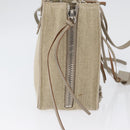 BALENCIAGA Paper A 6 Zip Around Bag Canvas 2way Beige Silver 370926 Auth bs34126-5