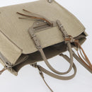BALENCIAGA Paper A 6 Zip Around Bag Canvas 2way Beige Silver 370926 Auth bs34126-7