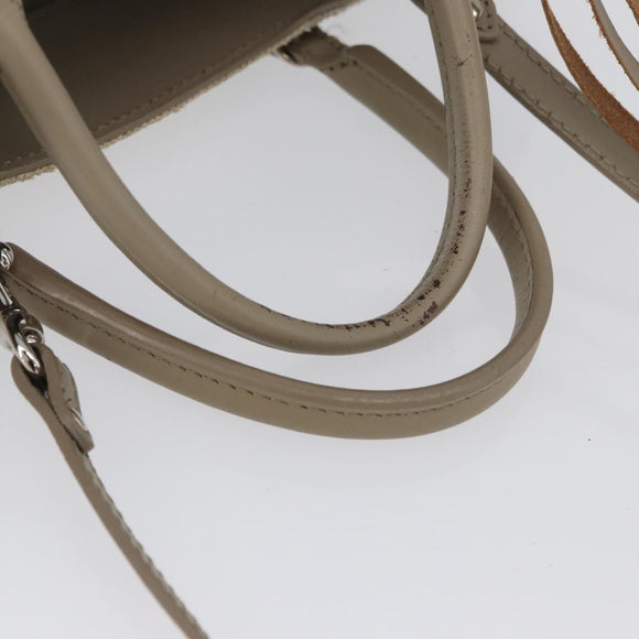 BALENCIAGA Paper A 6 Zip Around Bag Canvas 2way Beige Silver 370926 Auth bs34126