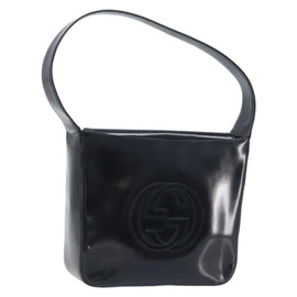 GUCCI Shoulder Bag Patent leather Silver Black 000 1013 0506 Auth bs34127