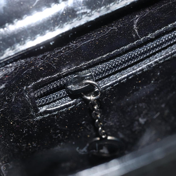 GUCCI Shoulder Bag Patent leather Silver Black 000 1013 0506 Auth bs34127