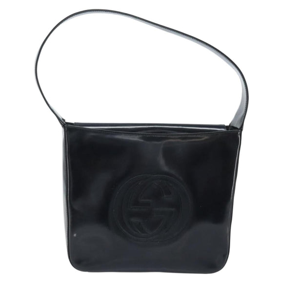 GUCCI Shoulder Bag Patent leather Silver Black 000 1013 0506 Auth bs34127