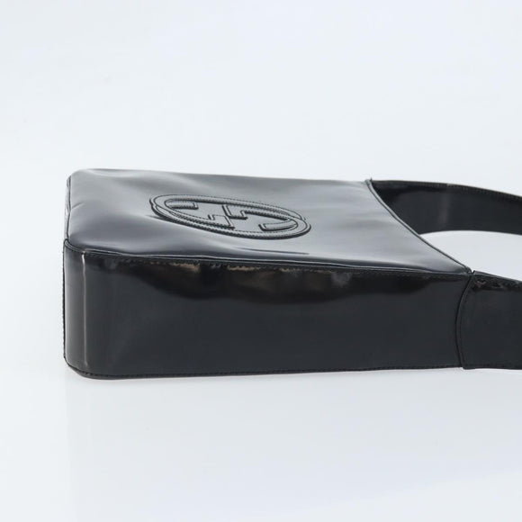 GUCCI Shoulder Bag Patent leather Silver Black 000 1013 0506 Auth bs34127