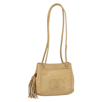 CHANEL Matelasse Tote Bag Lamb Skin Beige CC Auth bs34128