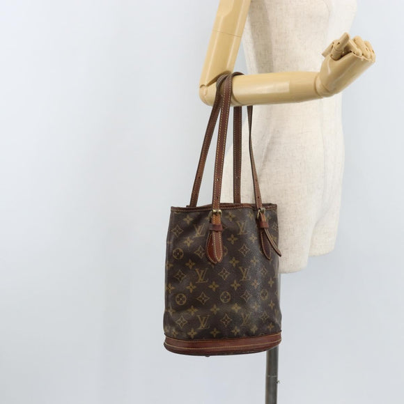LOUIS VUITTON Monogram Bucket PM Shoulder Bag M42238 LV Auth bs34133