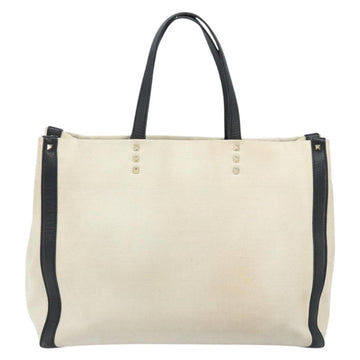 VALENTINO Tote Bag Canvas Beige Gold Auth bs34134 - 0