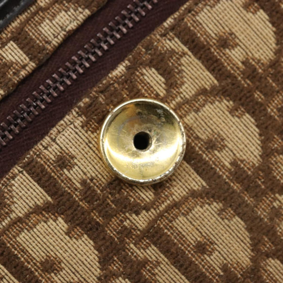 Christian Dior Trotter Canvas Shoulder Bag Brown Gold Auth bs34135