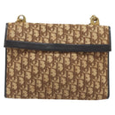 Christian Dior Trotter Canvas Shoulder Bag Brown Gold Auth bs34135-13