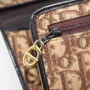 Christian Dior Trotter Canvas Shoulder Bag Brown Gold Auth bs34135-22