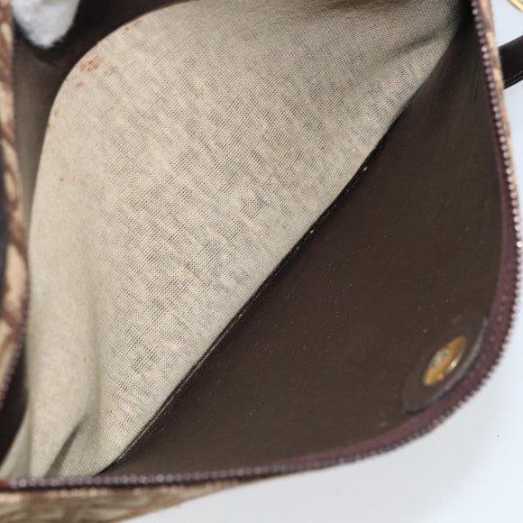 Christian Dior Trotter Canvas Shoulder Bag Brown Gold Auth bs34135
