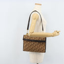 Christian Dior Trotter Canvas Shoulder Bag Brown Gold Auth bs34135-24