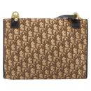 Christian Dior Trotter Canvas Shoulder Bag Brown Gold Auth bs34135-2