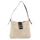 FENDI Zucca Canvas Mamma Baguette Shoulder Bag Beige Silver Auth bs34136A-13