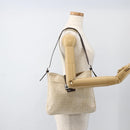 FENDI Zucca Canvas Mamma Baguette Shoulder Bag Beige Silver Auth bs34136A-23