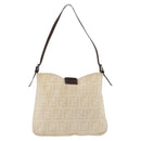 FENDI Zucca Canvas Mamma Baguette Shoulder Bag Beige Silver Auth bs34136A-2