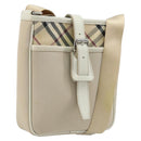 BURBERRY Nova Check Shoulder Bag Nylon Beige Silver Auth bs34138-1