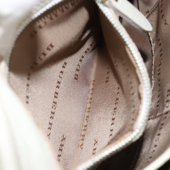 BURBERRY Nova Check Shoulder Bag Nylon Beige Silver Auth bs34138