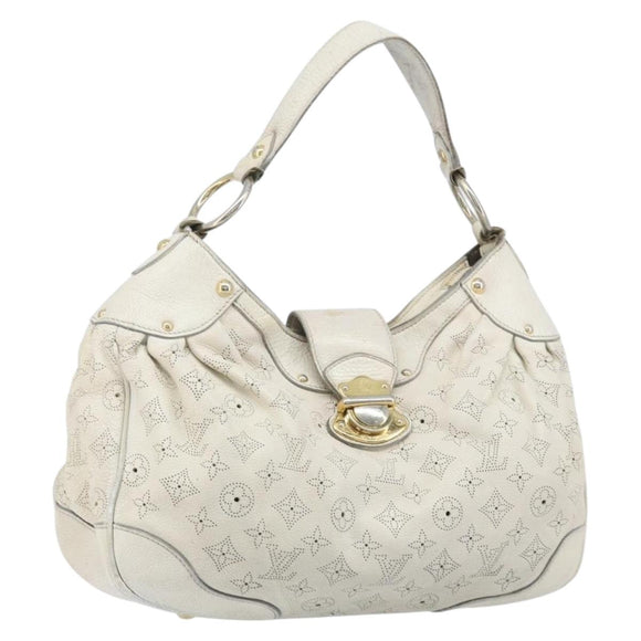 LOUIS VUITTON Mahina Solar PoweredGM Bag Leather White M93128 LV Auth bs34140