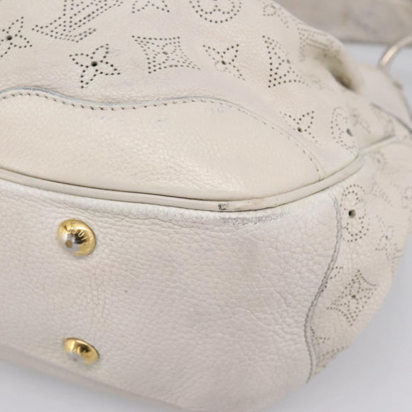 LOUIS VUITTON Mahina Solar PoweredGM Bag Leather White M93128 LV Auth bs34140