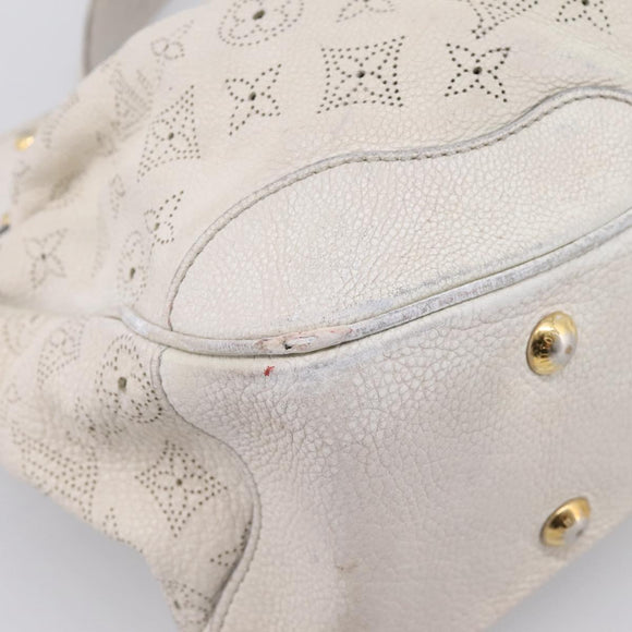 LOUIS VUITTON Mahina Solar PoweredGM Bag Leather White M93128 LV Auth bs34140