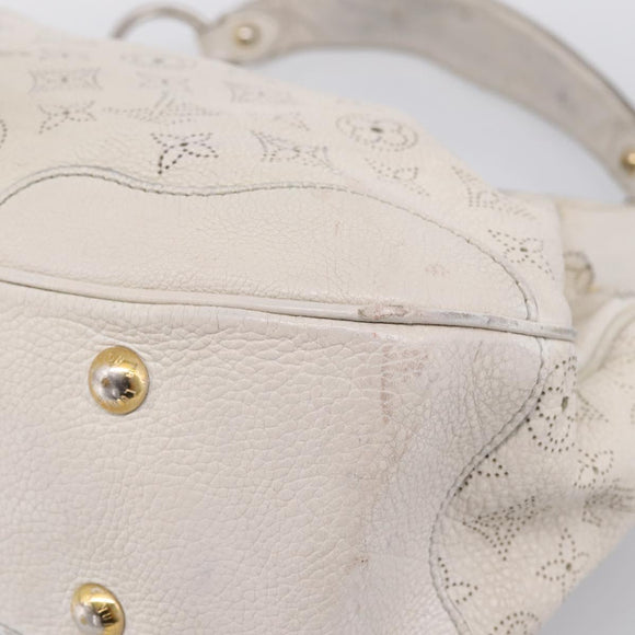 LOUIS VUITTON Mahina Solar PoweredGM Bag Leather White M93128 LV Auth bs34140